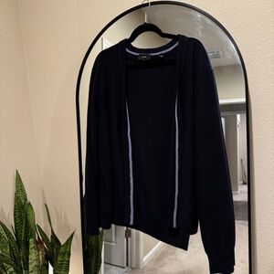 Vince Men's Navy Cardigan with Gray Accents